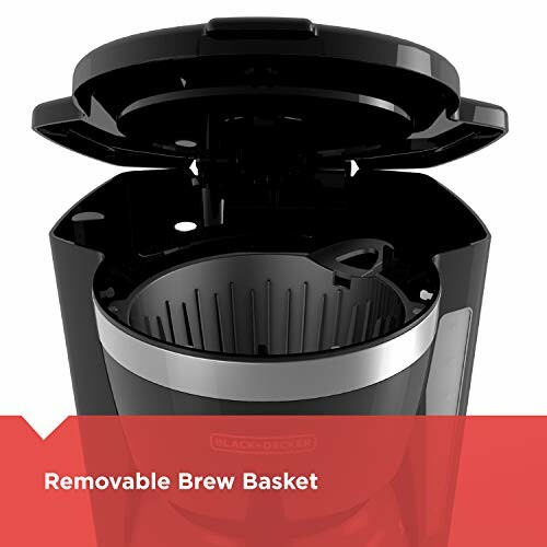 Black Decker coffee maker with removable brew basket.