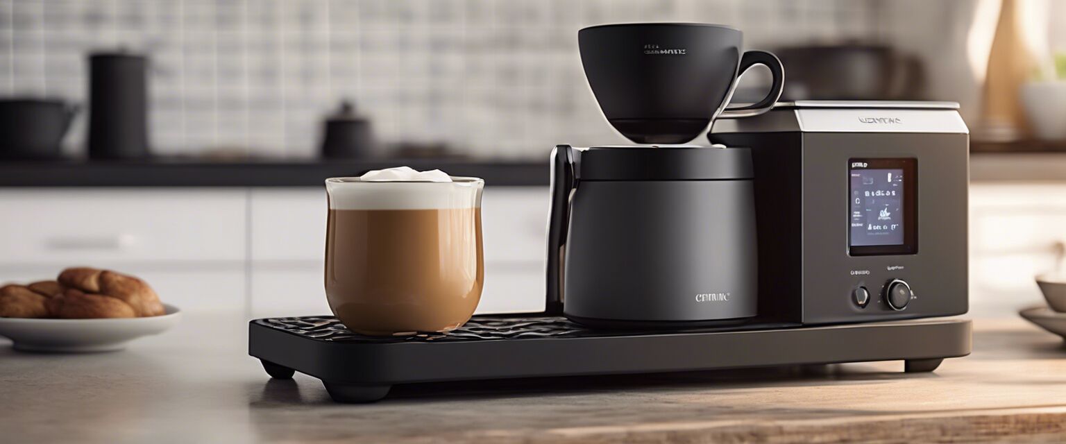 Coffee mug and warmer on kitchen counter